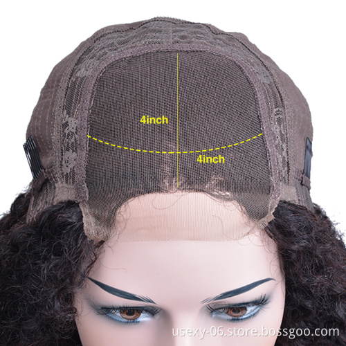 Brazilian Hair 100 Original 150 Density Kinky Curly 4x4 Lace Closure Wigs Human Hair